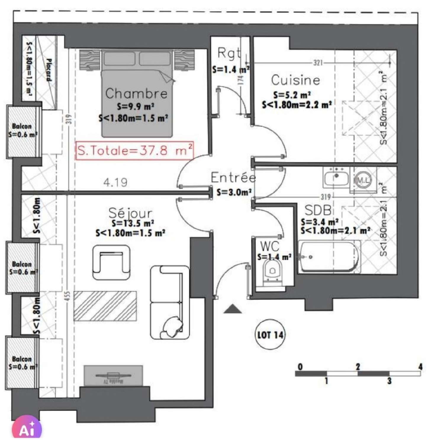 te koop appartement Paris 19e Arrondissement Parijs (Seine) 2