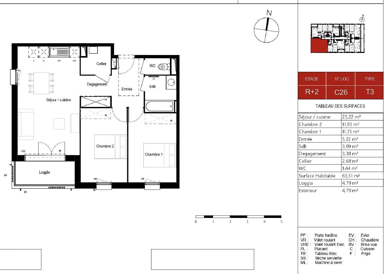 à vendre appartement Pradines Lot 2