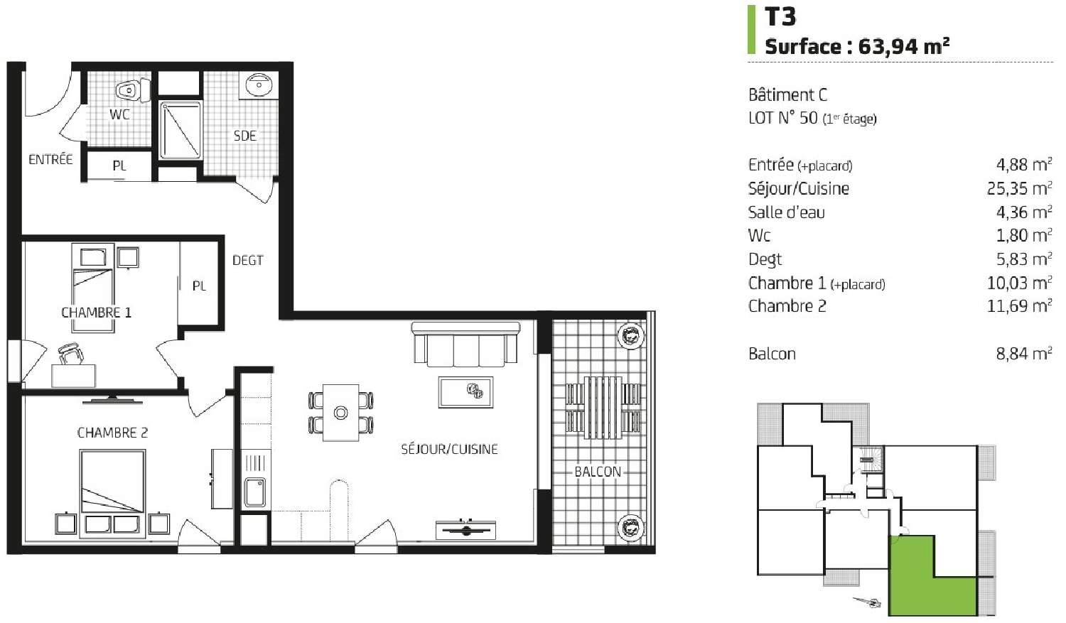  à vendre appartement Carquefou Loire-Atlantique 3