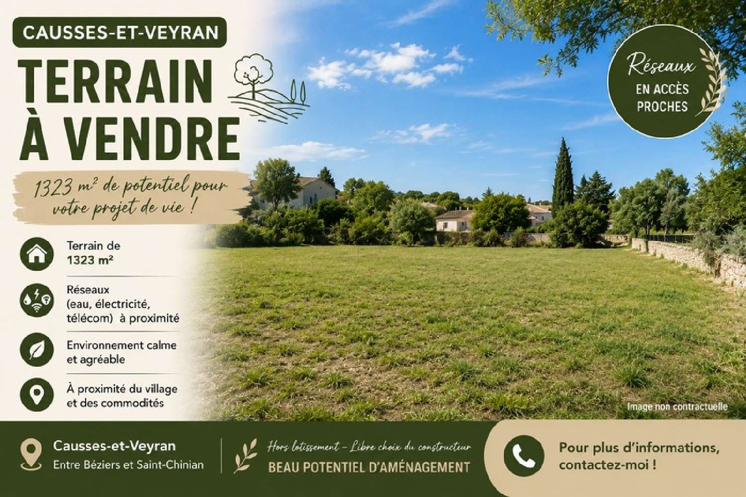 for sale terrain Causses-et-Veyran Hérault 1