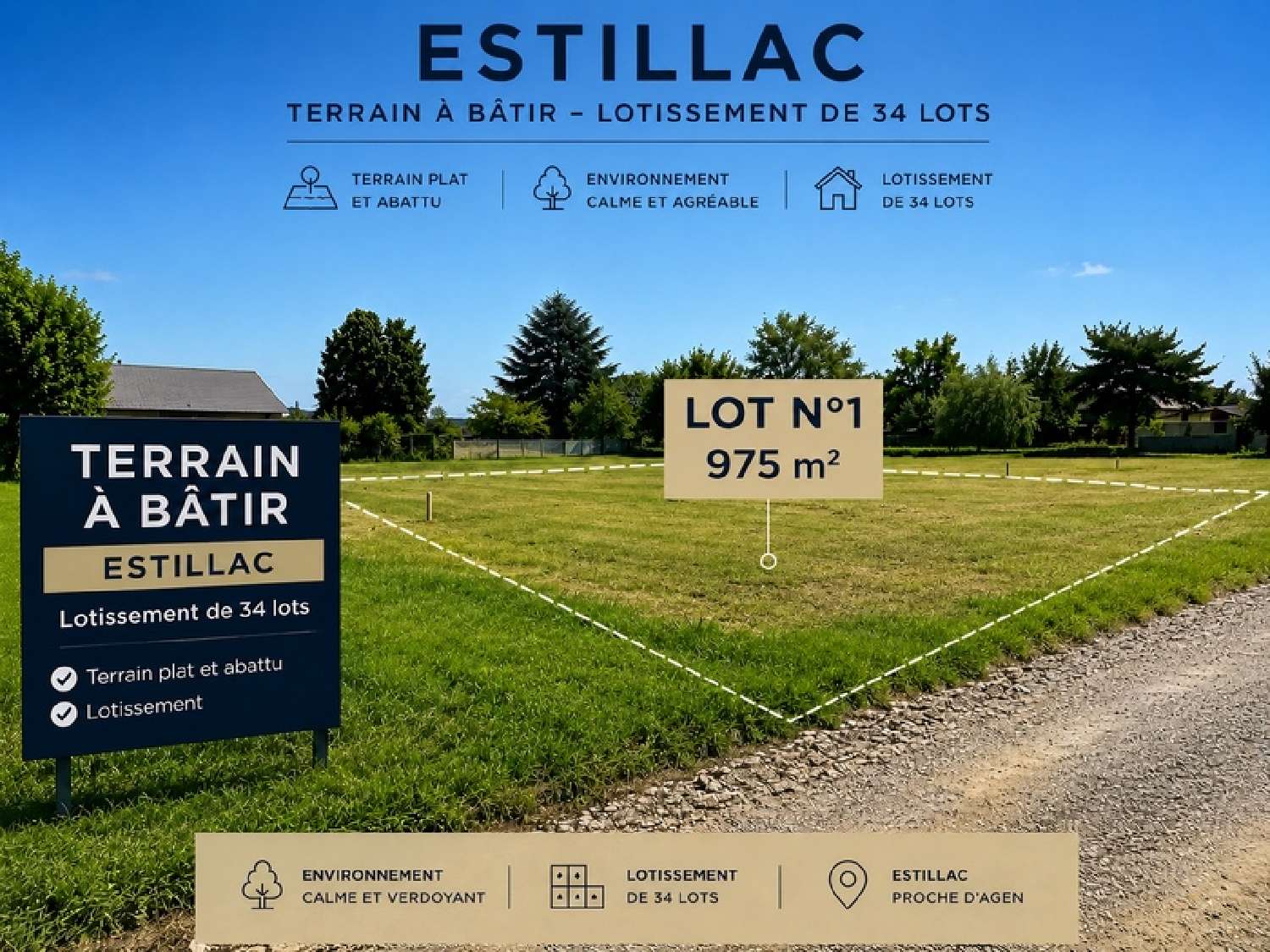  à vendre terrain Estillac Lot-et-Garonne 1